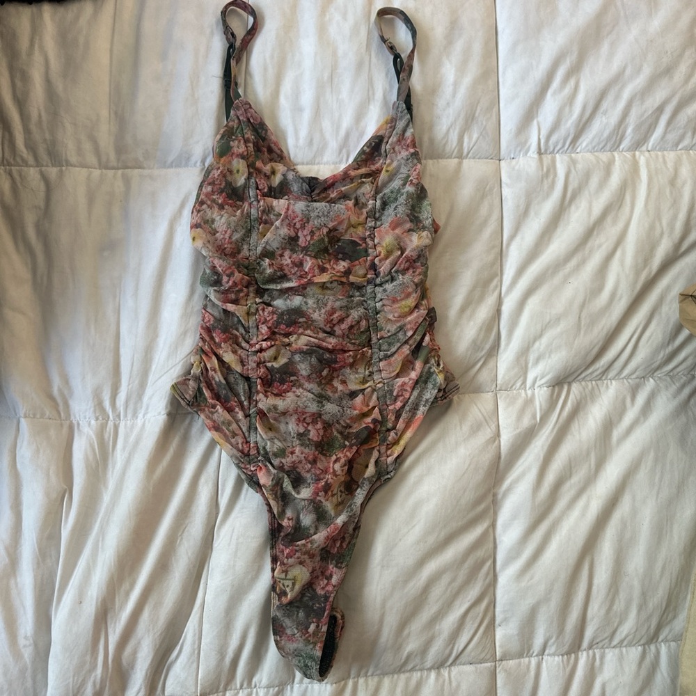 Floral mesh body suit